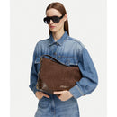 Borsa Donna Hobo Bag Large LOVE MOSCHINO linea Signature Zip in Velour Marrone