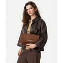 Borsa Donna a Spalla LOVE MOSCHINO linea Signature Zip in Velour Marrone