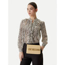 Damen-Clutch mit Umhängeriemen LOVE MOSCHINO Modell Smart Daily Bag Lettering Logo in Creme