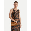 Damen-Clutch mit Umhängeriemen LOVE MOSCHINO Modell Smart Daily Bag Lettering Logo in Cognac