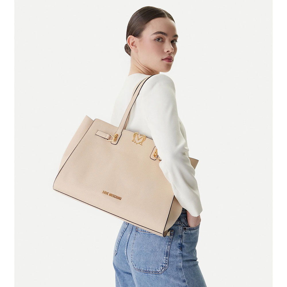 Shopping Bag Donna LOVE MOSCHINO linea Soft Sculpt Avorio