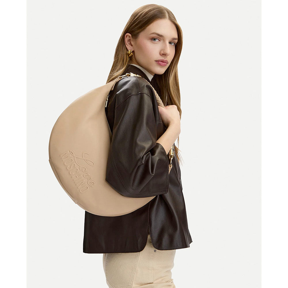 Hobo Bag Donna LOVE MOSCHINO in Ecopelle Taupe