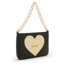 LOVE MOSCHINO Damen Umhängetasche Golden Heart Linie Schwarz