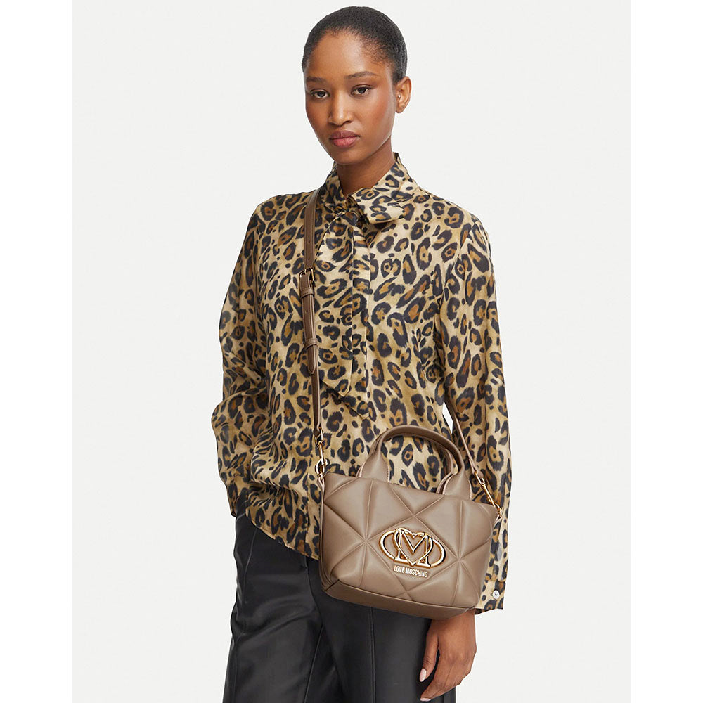 Mini Borsa Donna a Mano LOVE MOSCHINO linea Embossed color Sabbia