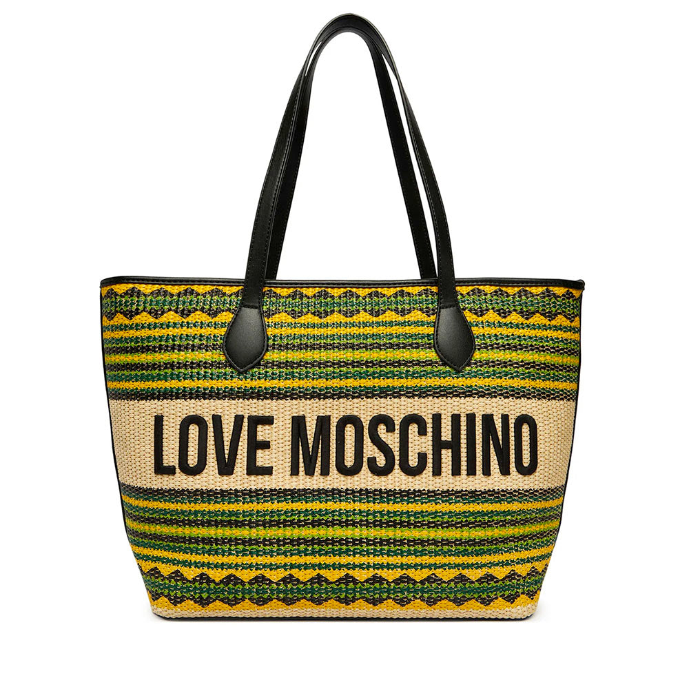 Shopping Bag Donna LOVE MOSCHINO a Righe Nero Multicolor