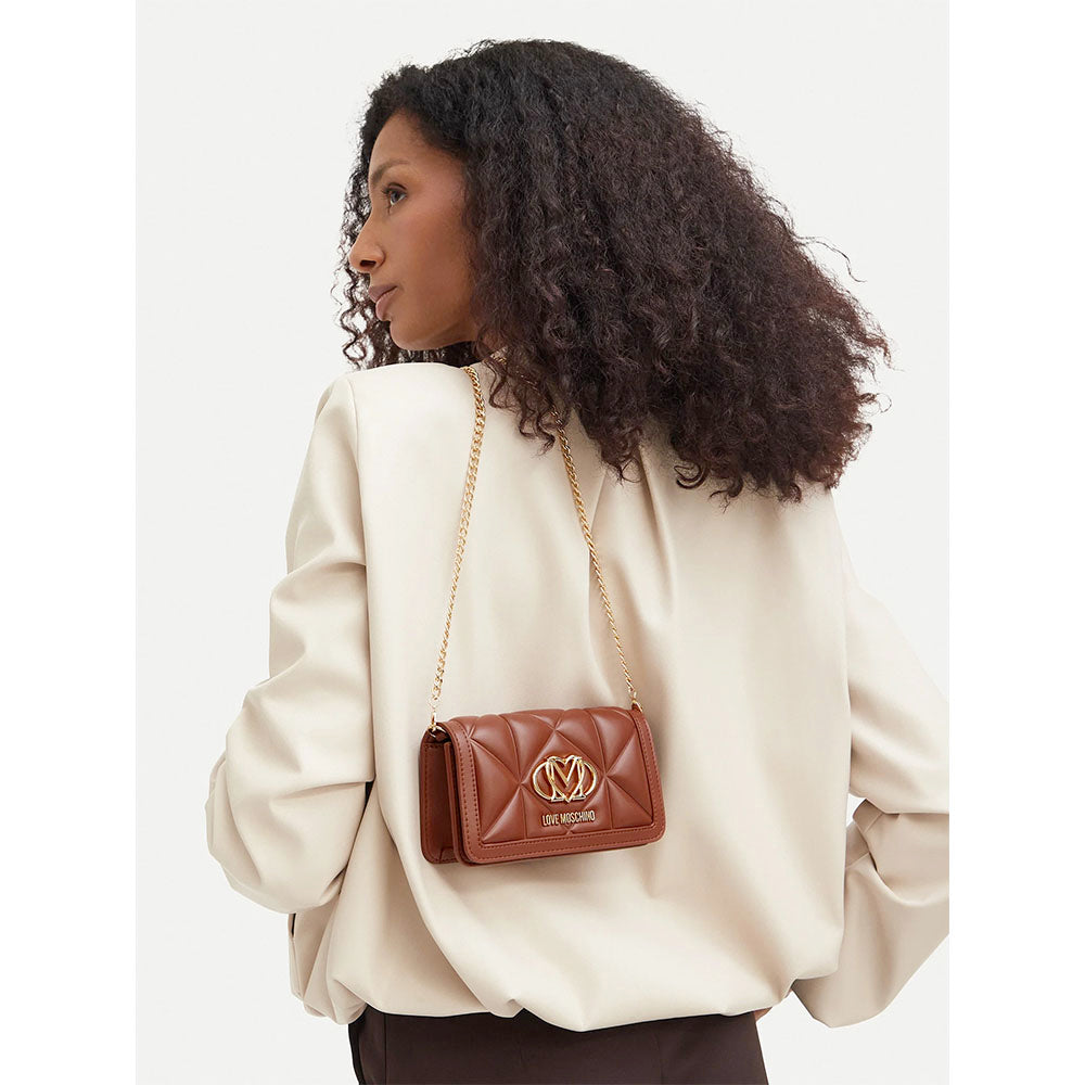 Clutch Trapuntata Donna LOVE MOSCHINO linea Embossed color Noce