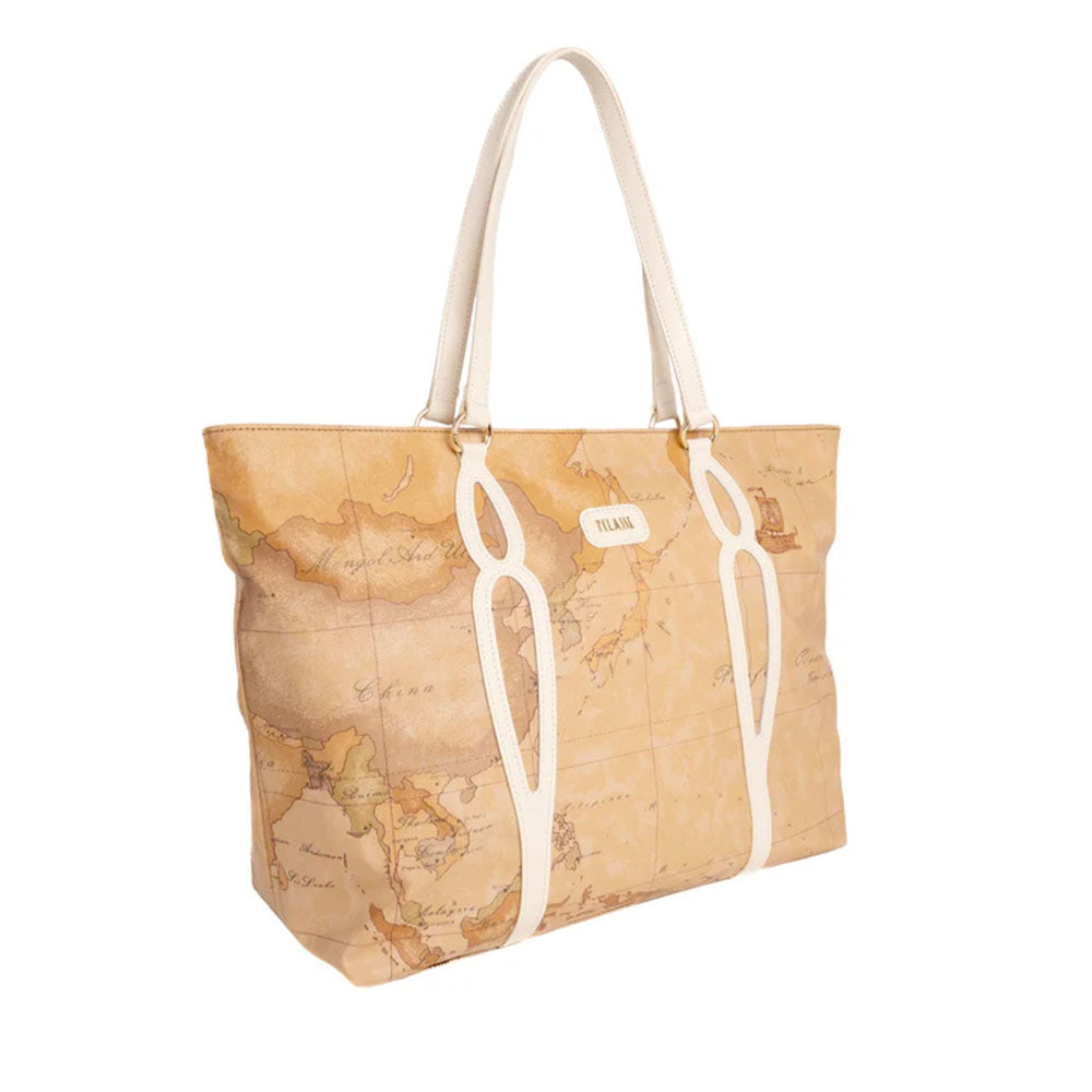 Shopping Bag Donna 1A Classe Alviero Martini linea Soft Petals in Tessuto Soft Geo Classic e Avorio LE53
