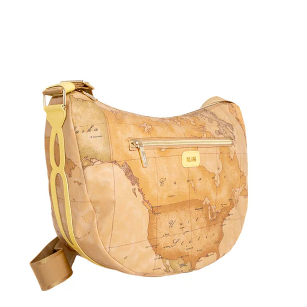 Borsa Donna Mezzaluna Grande 1A Classe Alviero Martini linea Soft Petals in Tessuto Soft Geo Classic e Giallo Pastello LE54