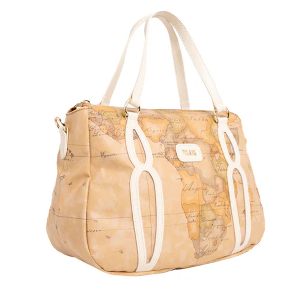 Borsa Donna a Mano 1A Classe Alviero Martini linea Soft Petals in Tessuto Soft Geo Classic e Avorio LE57