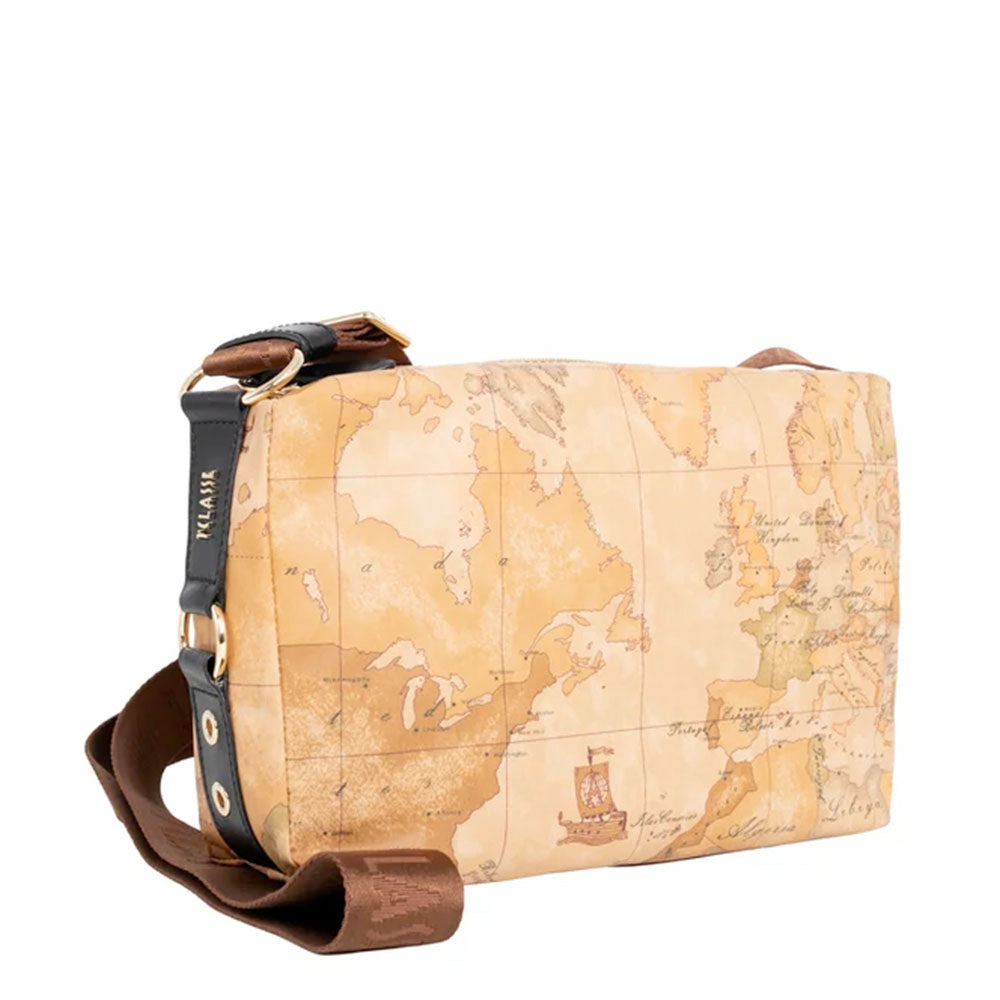 Borsa Donna a Tracolla 1A Classe Alviero Martini linea Soft Ranch in Tessuto Soft Geo Classic e Nero LG05