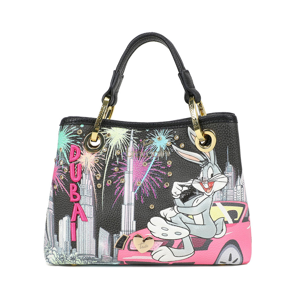 Borsa Donna a Mano Small BRACCIALINI linea Cartoline Looney Tunes stampa Dubai