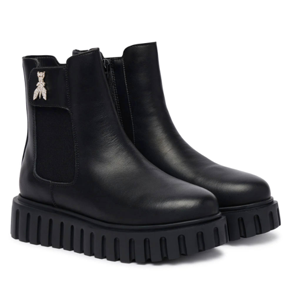 Stivaletti Beatles PATRIZIA PEPE Girl linea Fly Zeppa in Pelle Nera