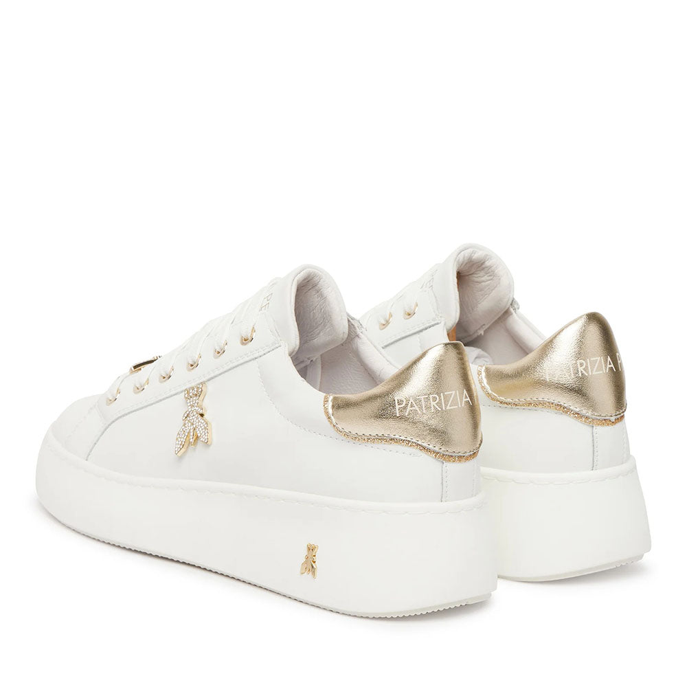 Sneakers Platform PATRIZIA PEPE Girl in Pelle Bianca con Logo Gioiello