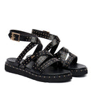 Sandali Donna PATRIZIA PEPE Girl linea Fly Micro in Eco Nappa Nera con Borchie