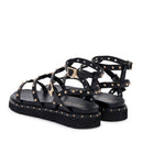 Sandali Donna PATRIZIA PEPE Girl linea Fly Micro Alto in Eco Nappa Nera con Borchie