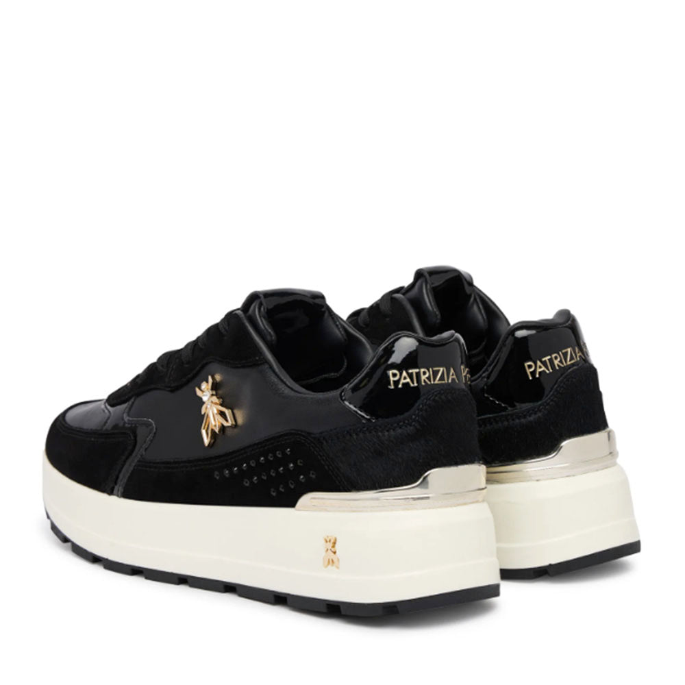 Sneakers Running PATRIZIA PEPE Girl linea Fly Run in Pelle e Suede Nero Platino