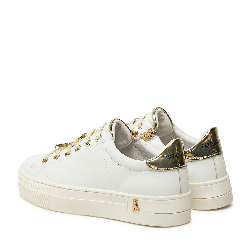 PATRIZIA PEPE Mädchen-Sneaker Fly-Line-Sneaker aus weißem Leder mit Schmuckapplikationen