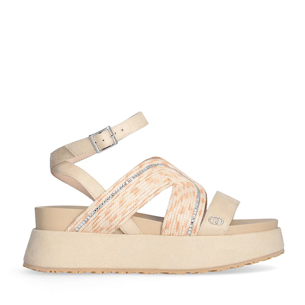 Sandali Platform LIU JO Frida 38 in Corda Almond e Peach con Strass
