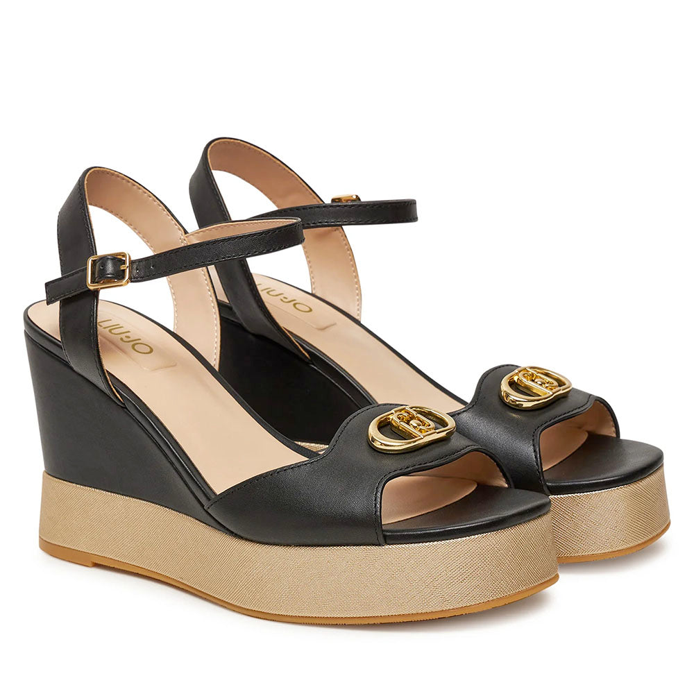 Sandali con Zeppa LIU JO Karen 11 in Pelle Nera