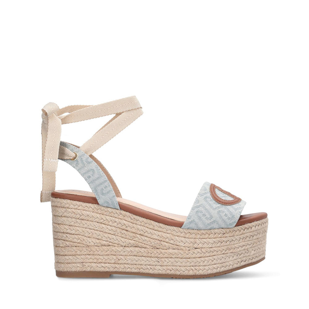 Sandali Donna con Zeppa LIU JO Bali 02 in Denim Jacquard Light Blue