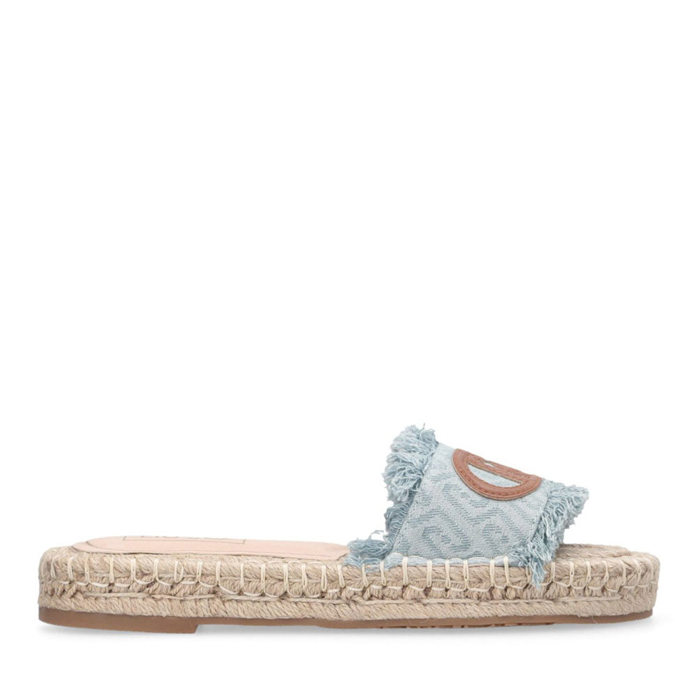 Ciabatte Donna Modello Espradillas LIU JO Paros 02 in Denim Jacquard Logato Light Blue