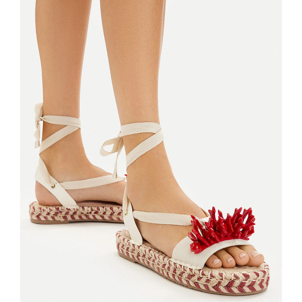 Sandali Donna LIU JO Paros 02 in Cavas Beige e Rosso Corallo