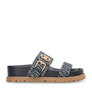 Ciabatte Donna Doppia Fascia LIU JO Livia 02 in Denim Jacquard Logato Blu Scuro