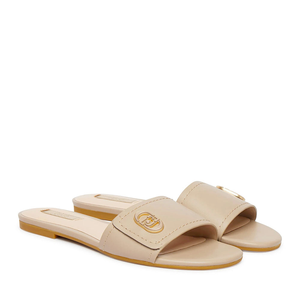 Ciabatte Donna Flat LIU JO Sandy 03 in Pelle Beige