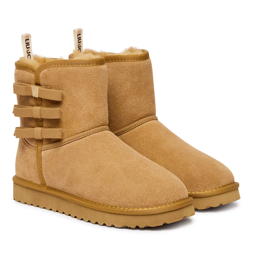 Stivali Donna Imbottiti LIU JO Jil 10 in Suede color Cognac con Fiocchi