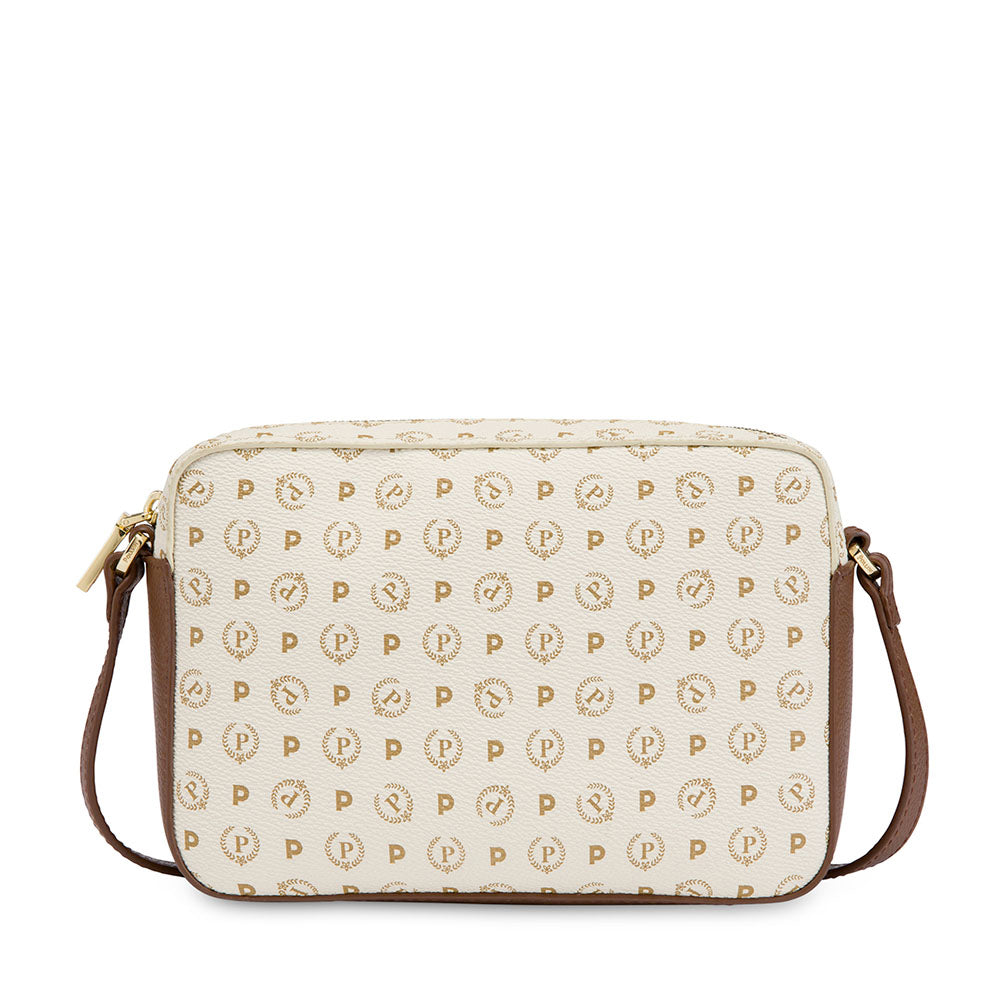Borsa Donna a Tracolla POLLINI linea Heritage Logo Classic Avorio e Marrone
