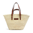 Borsa da Mare THE BRIDGE linea Clara in Rafia Naturale e Pelle Marrone