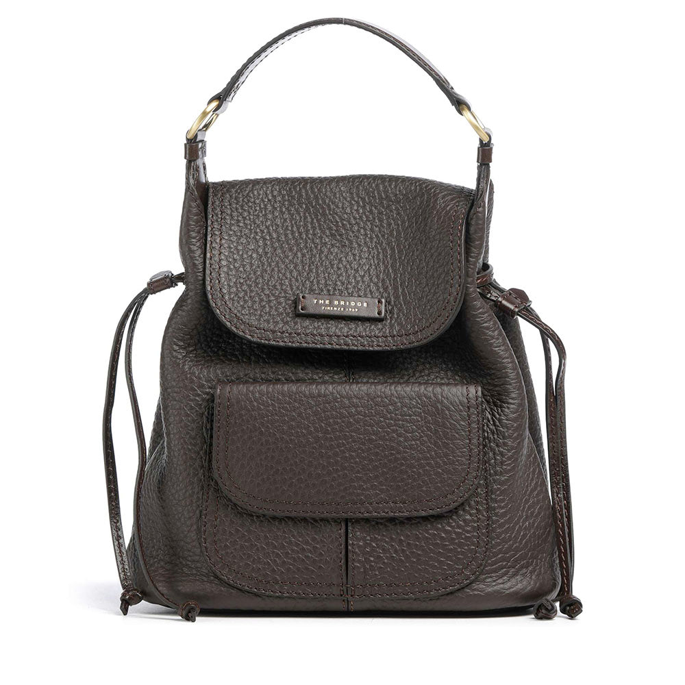 Zaino Donna con Pattina THE BRIDGE linea Martina in Pelle color Moka