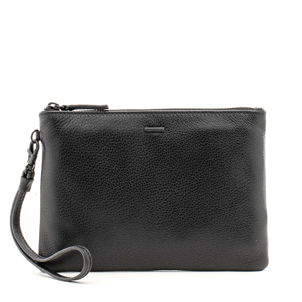 Pochette Unisex GIANNI CONTI linea Lillie in Pelle Martellata Nera