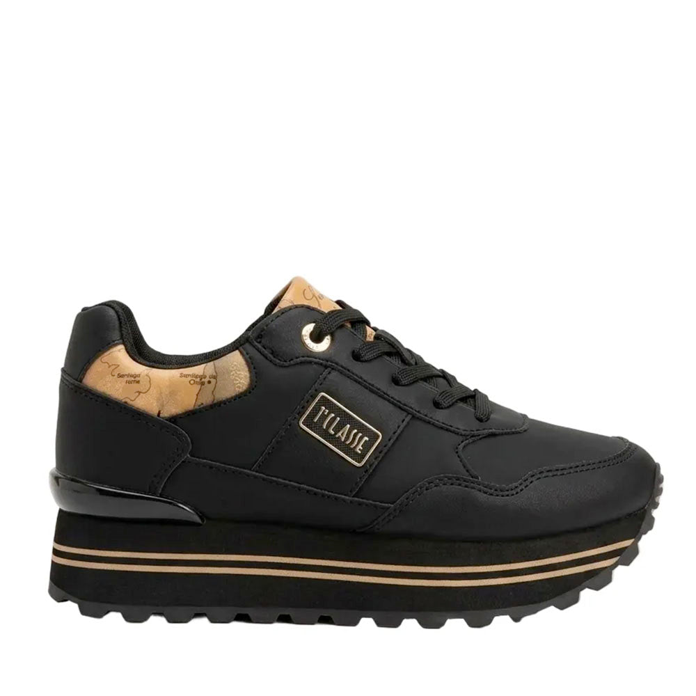 Sneakers Running 1A Classe Alviero Martini in Eco Nappa Nera con Inserti Geo Classic 2560