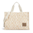 Tote Bag Donna LIU JO in Tessuto Jacquard Beige con Logo All Over