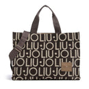 Tote Bag Donna LIU JO in Tessuto Jacquard Testa di Moro con Logo All Over