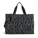 Tote Bag Donna LIU JO in Tessuto Jacquard Nero con Logo All Over