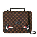 Borsa Donna a Mano SPRAYGROUND stampa Sharks in Paris WTF Bubble Brown Check