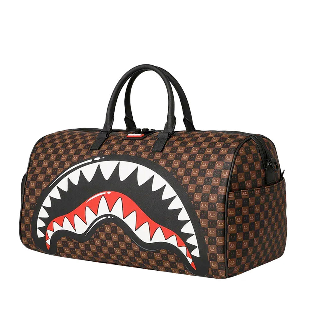 Borsone Weekend SPRAYGROUND stampa Sharks in Paris WTF Bubble Brown Check