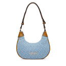 Kleine Damen-Beuteltasche LIU JO aus Jacquard-Stoff mit Monogramm-Logo in Dusty Blue