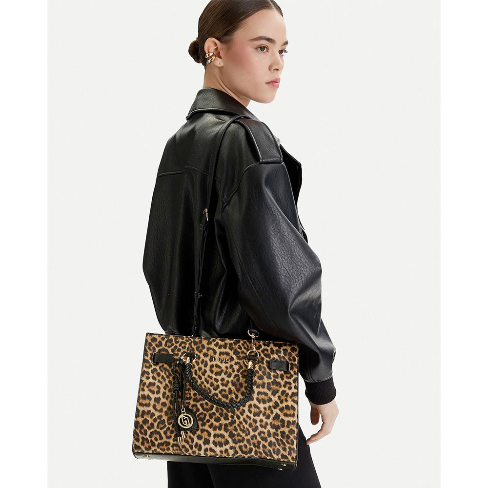 Borsa Donna a Mano Media LIU JO stampa Animalier con Charm