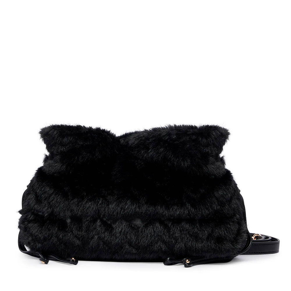 Borsa Donna a Spalla Small LIU JO linea Riccy in Faux Fur Nero