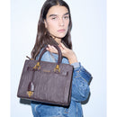 Borsa Donna a Mano Small LIU JO in Ecopelle Marrone Scuro con Logo in Rilievo All Over