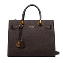 Borsa Donna a Mano Media LIU JO in Ecopelle Marrone Scuro con Logo in Rilievo All Over
