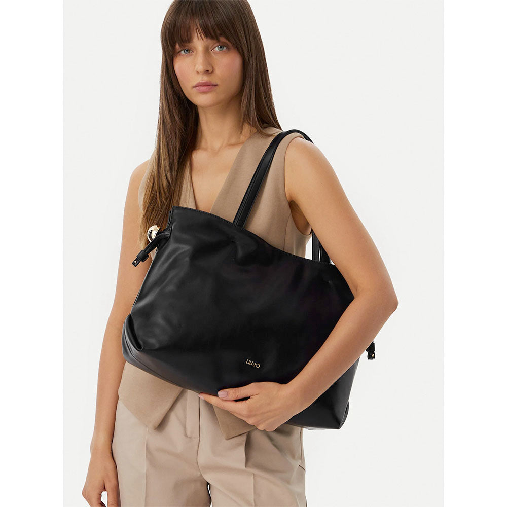 Shopping Bag Donna LIU JO linea Riccy Grande in Ecopelle Liscia Nera