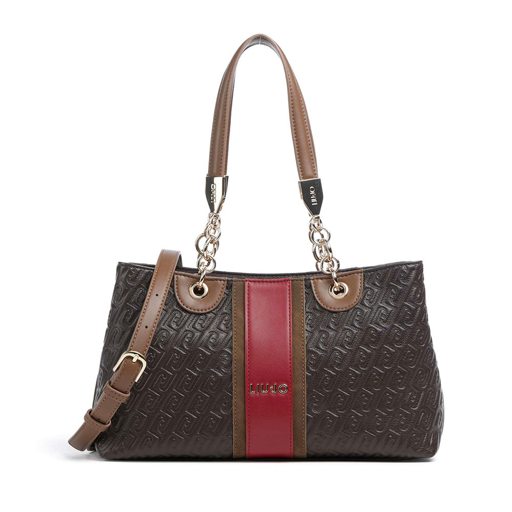 Shopping Bag Donna LIU JO Marrone Scuro con Logo Embossed All Over