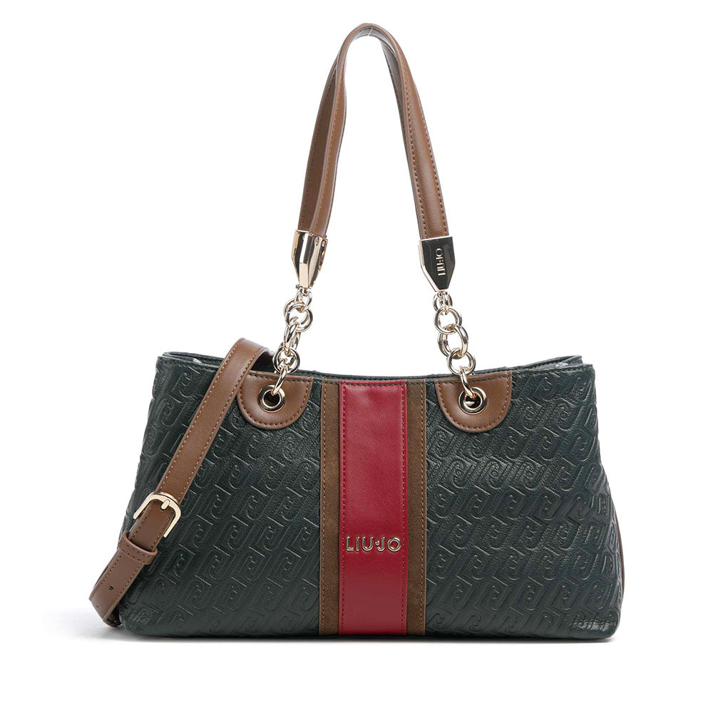 Shopping Bag Donna LIU JO Verde Foresta con Logo Embossed All Over