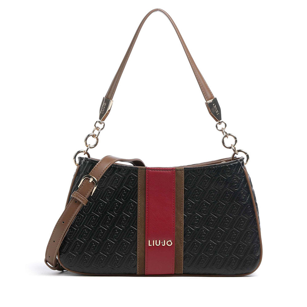 Borsa Donna a Spalla LIU JO Nera con Logo Embossed All Over
