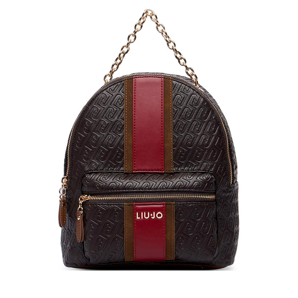 Zaino Donna LIU JO in Ecopelle Marrone Scuro con Logo Embossed All Over