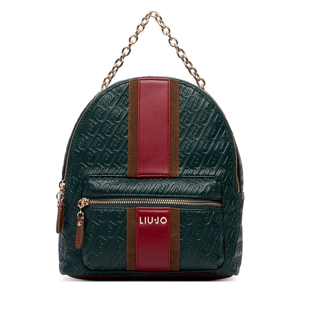 Zaino Donna LIU JO in Ecopelle Verde Foresta con Logo Embossed All Over